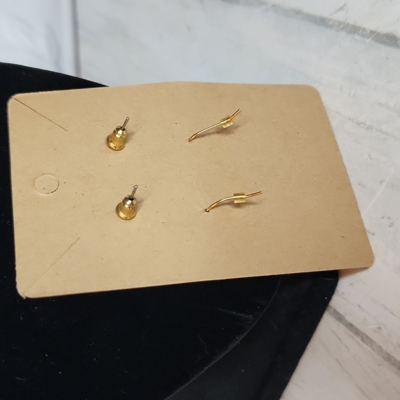 3 for $15- Goldtone Dangling Santa Earrings with Diamond Studs - Picture 4 of 4